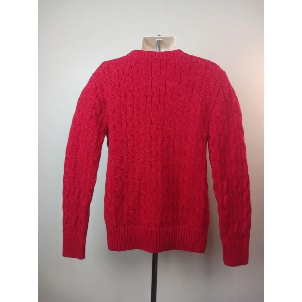 Polo Ralph Lauren Boys' Polo Bear Cable-Knit Cotton Sweater Red - Kids Sz. S (8)